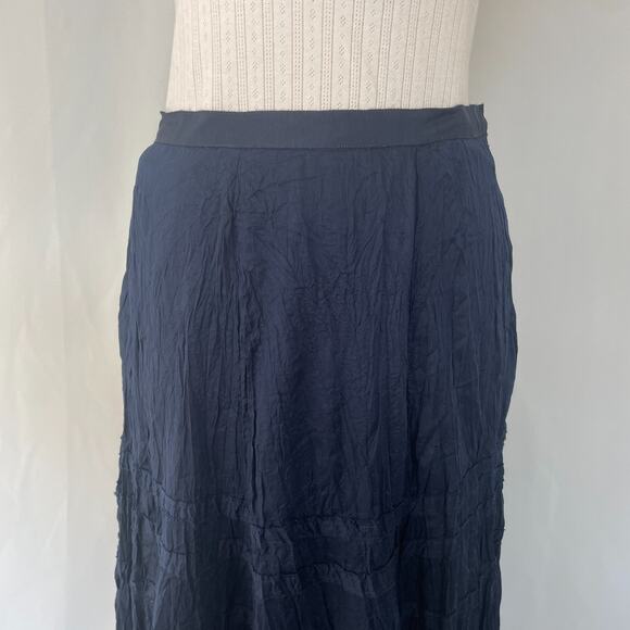 Lauren Ralph Lauren Tiered Midi Skirt Size 4 Navy Blue Flowy Boho Peasant Fairy - Picture 3 of 15